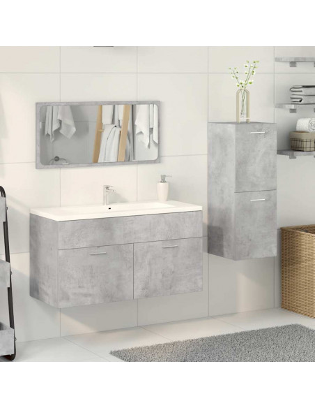 Set Mobili da Bagno 3 pz Grigio Cemento in Legno Multistrato