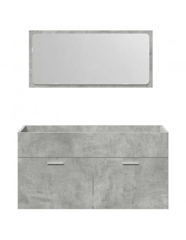 Set Mobili da Bagno 3 pz Grigio Cemento in Legno Multistrato