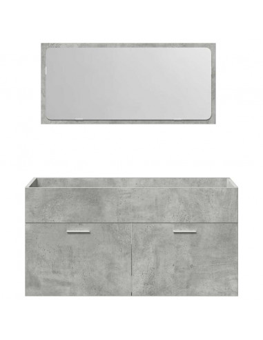 Set Mobili da Bagno 3 pz Grigio Cemento in Legno Multistrato