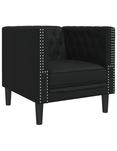 Set Divani Chesterfield 3pz Nero in Similpelle