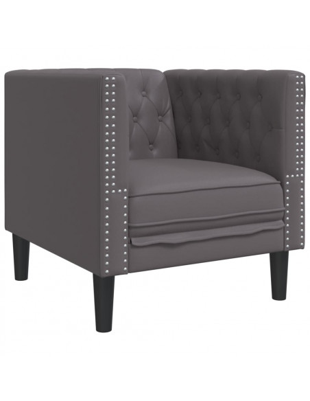 Set Divani Chesterfield 3pz Grigio in Similpelle