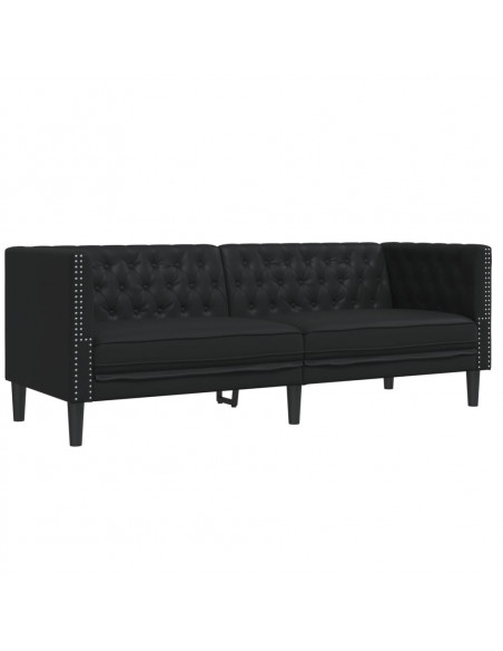 Set Divani Chesterfield 2pz Nero in Similpelle