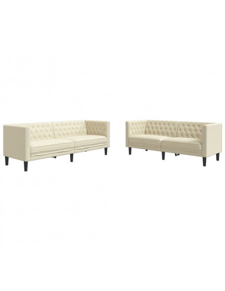 Set Divani Chesterfield 2pz Crema in Similpelle