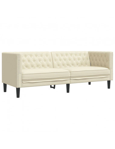 Set Divani Chesterfield 2pz Crema in Similpelle