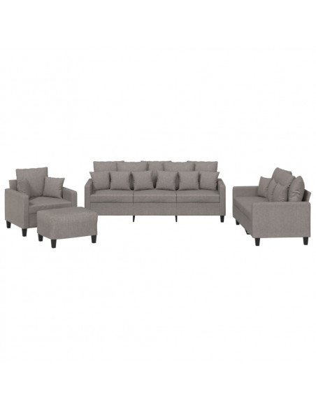 Set Divani 4 pz con Cuscini Tortora in Tessuto