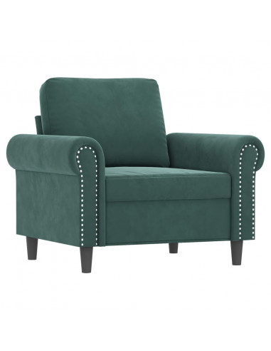 Set di Divani 3 pz con Cuscini Verde scuro in Velluto