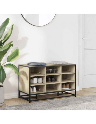 Scarpiera Sonoma Rovere 84x40x53,5 cm in Truciolato e Metallo