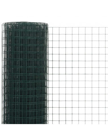 Recinzione in Rete per Pollaio in Acciaio e PVC 25x1,5 m Verde