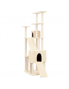 Albero per Gatti con Tiragraffi in Sisal Crema 190 cm