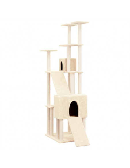Albero per Gatti con Tiragraffi in Sisal Crema 190 cm
