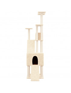 Albero per Gatti con Tiragraffi in Sisal Crema 190 cm 2