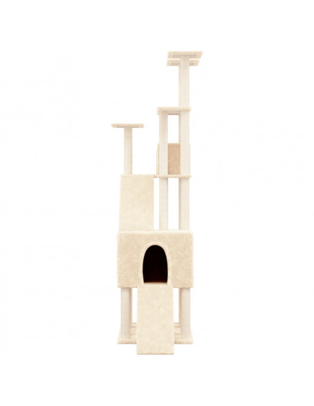 Albero per Gatti con Tiragraffi in Sisal Crema 190 cm