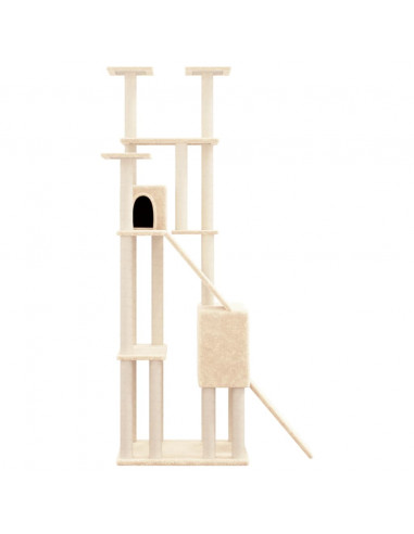 Albero per Gatti con Tiragraffi in Sisal Crema 190 cm