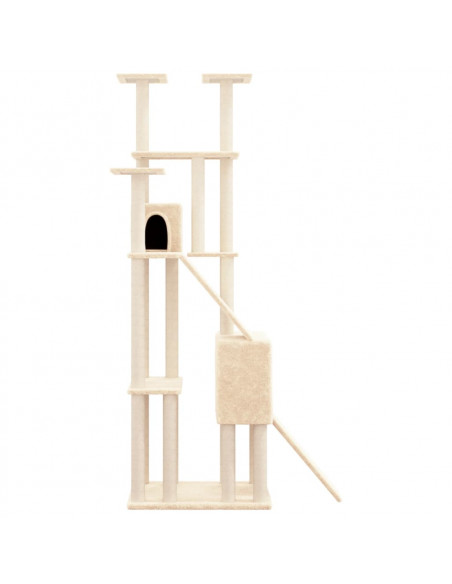 Albero per Gatti con Tiragraffi in Sisal Crema 190 cm