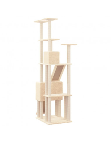 Albero per Gatti con Tiragraffi in Sisal Crema 190 cm