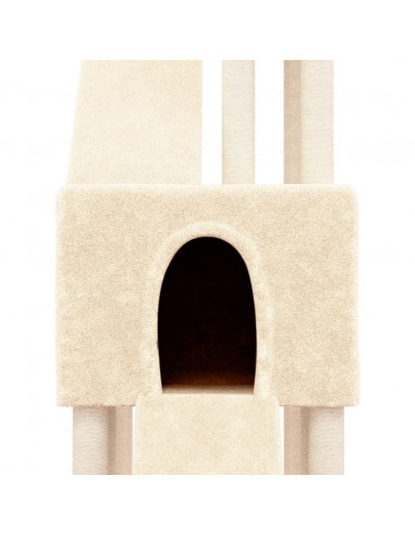 Albero per Gatti con Tiragraffi in Sisal Crema 190 cm