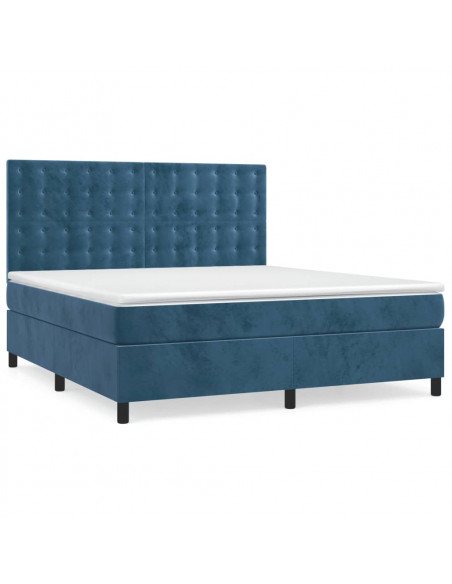 Giroletto a Molle con Materasso Blu Scuro 180x200 cm in Velluto