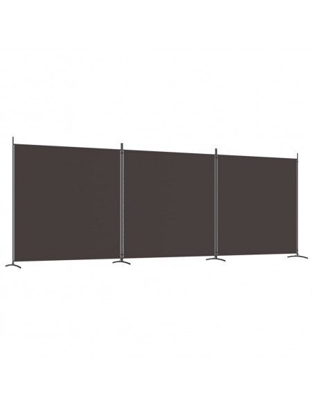 Divisorio a 3 Pannelli Marrone 525x180 cm in Tessuto