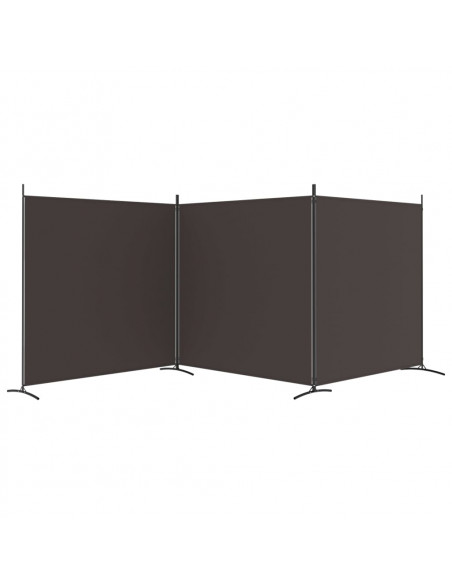 Divisorio a 3 Pannelli Marrone 525x180 cm in Tessuto