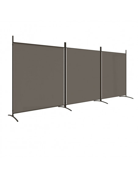 Divisorio a 3 Pannelli Antracite 525x180 cm in Tessuto