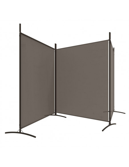 Divisorio a 3 Pannelli Antracite 525x180 cm in Tessuto