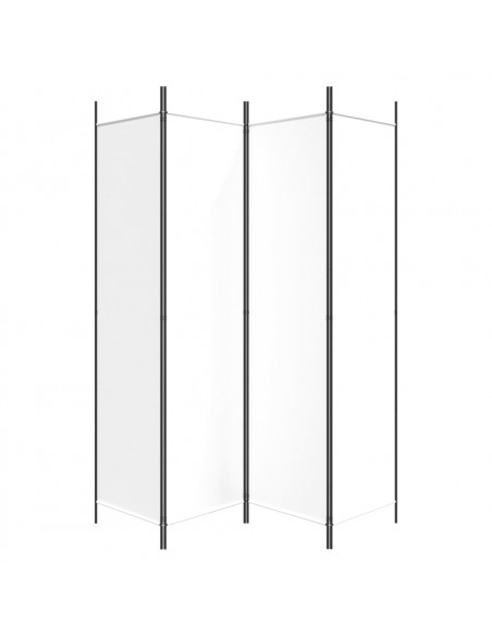 Divisorio a 4 Pannelli Bianco 200x200 cm Tessuto