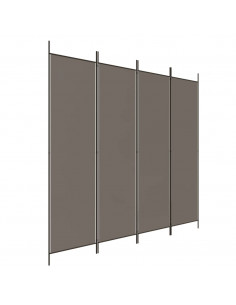 Divisorio a 4 Pannelli Antracite 200x200 cm Tessuto