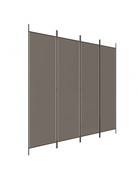 Divisorio a 4 Pannelli Antracite 200x200 cm Tessuto