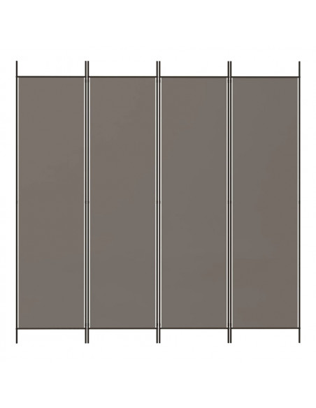 Divisorio a 4 Pannelli Antracite 200x200 cm Tessuto