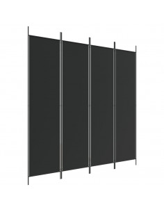 Divisorio a 4 Pannelli Nero 200x200 cm in Tessuto