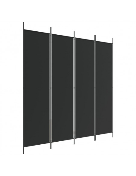 Divisorio a 4 Pannelli Nero 200x200 cm in Tessuto
