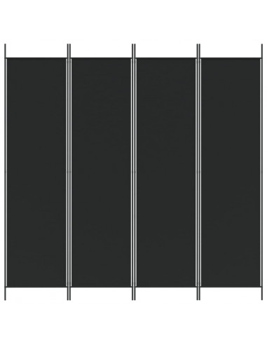 Divisorio a 4 Pannelli Nero 200x200 cm in Tessuto