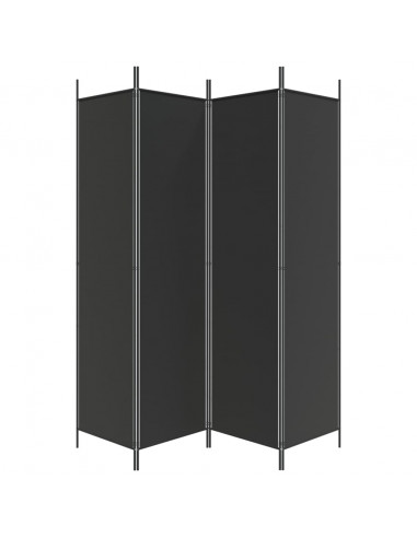 Divisorio a 4 Pannelli Nero 200x200 cm in Tessuto