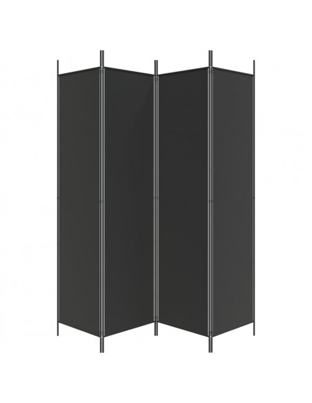 Divisorio a 4 Pannelli Nero 200x200 cm in Tessuto