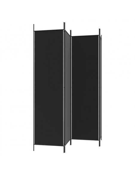 Divisorio a 4 Pannelli Nero 200x200 cm in Tessuto