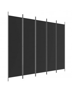 Divisorio 5 Pannelli Nero 250x200 cm Tessuto