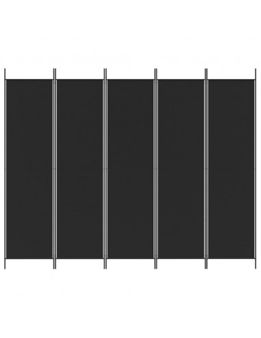 Divisorio 5 Pannelli Nero 250x200 cm Tessuto