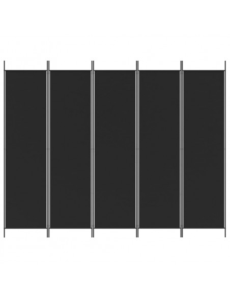 Divisorio 5 Pannelli Nero 250x200 cm Tessuto