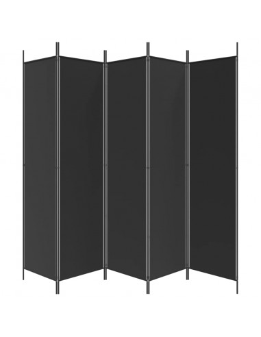 Divisorio 5 Pannelli Nero 250x200 cm Tessuto