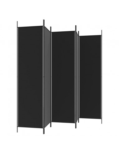 Divisorio 5 Pannelli Nero 250x200 cm Tessuto