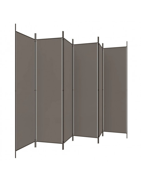 Divisorio a 6 Pannelli Antracite 300x200 cm Tessuto