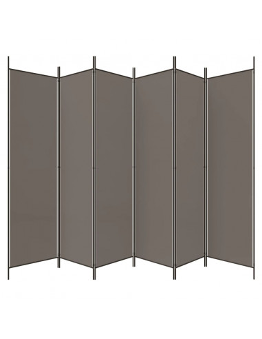 Divisorio a 6 Pannelli Antracite 300x200 cm Tessuto