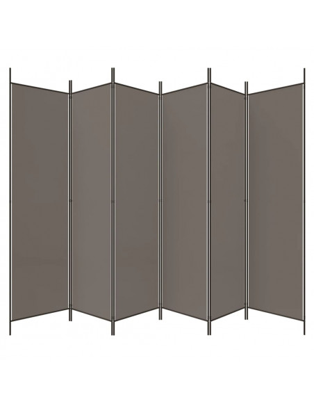 Divisorio a 6 Pannelli Antracite 300x200 cm Tessuto