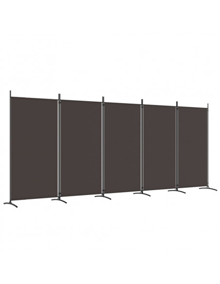 Divisorio a 5 Pannelli Marrone 433x180 cm in Tessuto