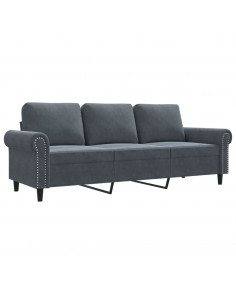 Divano a 3 Posti Grigio Scuro 180 cm in Velluto