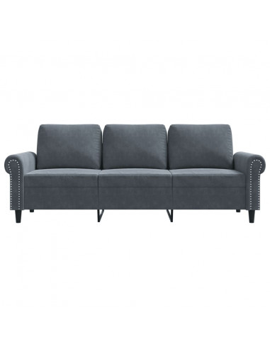 Divano a 3 Posti Grigio Scuro 180 cm in Velluto