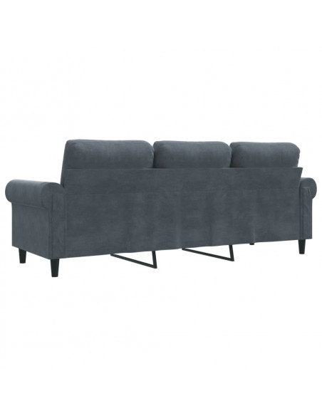 Divano a 3 Posti Grigio Scuro 180 cm in Velluto