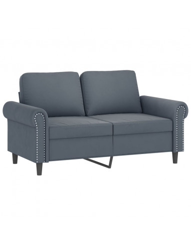 Set di Divani 2 pz con Cuscini Grigio Scuro in Velluto