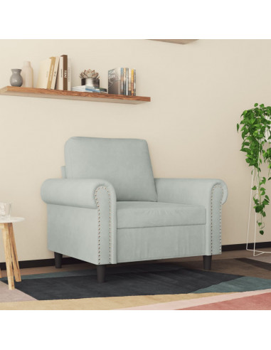 Poltrona Grigio Chiaro 60 cm Velluto
