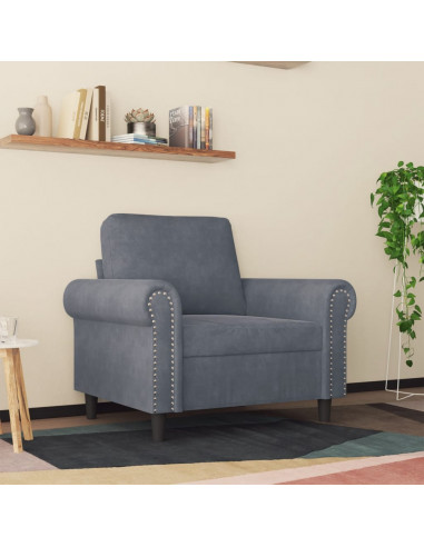 Poltrona Grigio Scuro 60 cm Velluto